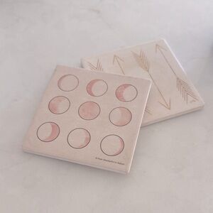 Set of Two Ceramic Coasters with Moon and Arrow Designs